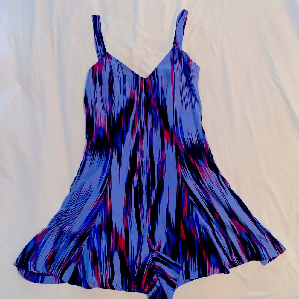 Parker’s blue silk women’s v-neck romper